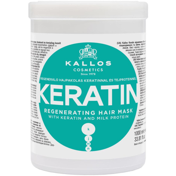Kallos Cosmetics Keratin Hair Mask matu maska ar keratīnu un piena proteīniem, 1000 ml