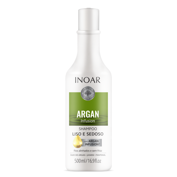 INOAR Argan Infusion Smooth and Silky Shampoo - šampūns gludiem un mīkstiem matiem, 500 ml