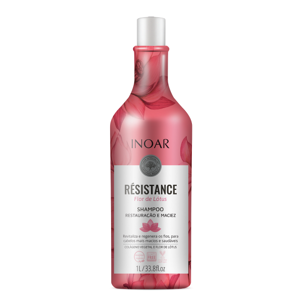 INOAR Resistance Flor de Lotus Shampoo - atjaunojošs spīdumu piešķirošs šampūns, 1000 ml