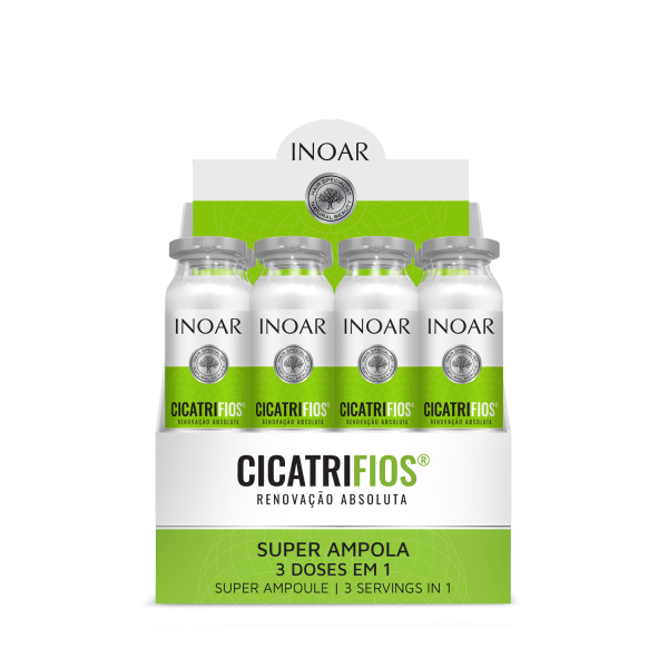 INOAR CicatriFios Super Ampoule - matu struktūru atjaunojoša ampula, 12x45 ml