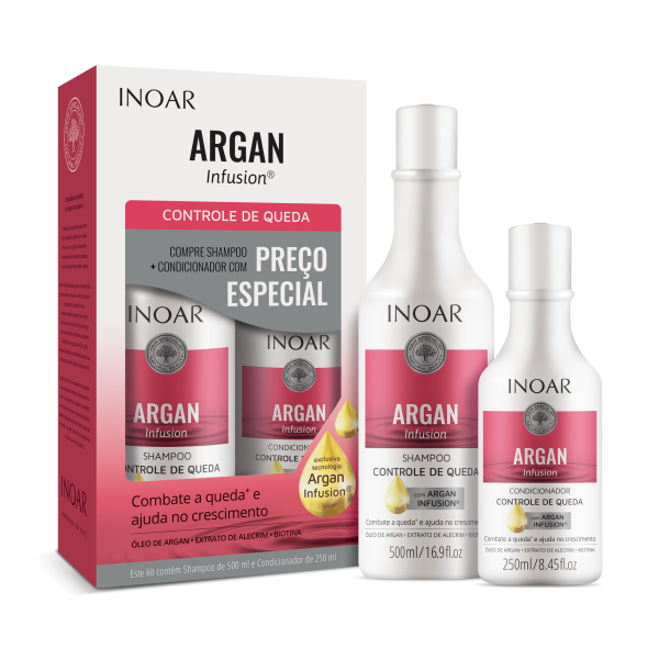 INOAR Argan Infusion Loss Control Duo Kit - līdzeklis matu izkrišanas apturēšanai, 500 ml+250 ml