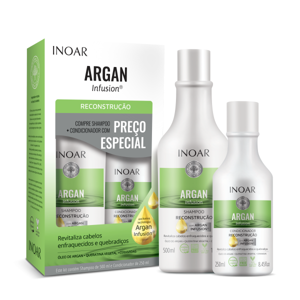 INOAR Argan Infusion Reconstruction Duo Kit - rekonstrukcijas komplekts, 500 ml+250 ml