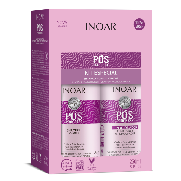 INOAR Pos Progress Duo Kit - komplekts pēc keratīna iztaisnošanas procedūrām, 2x250 ml