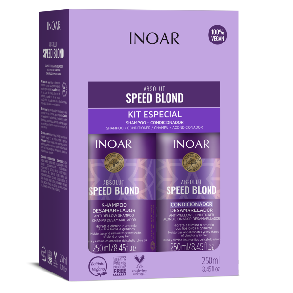 INOAR Speed Blond Duo Kit - instrumentu komplekts blondiem matiem, 2x250 ml