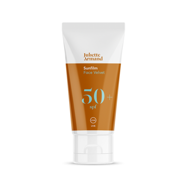 Juliette Armand Sunfilm Face Velvet 50+SPF sejas krēms ar 50+ SPF ar melnajiem ikriem, 55 ml