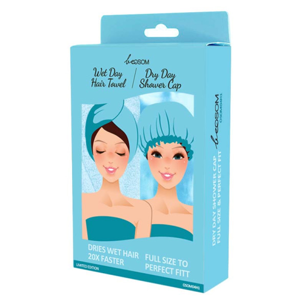  Be Osom Shower Cap & Hair Turban Aquamarine dušas cepure un matu turbāns, zilā krāsā