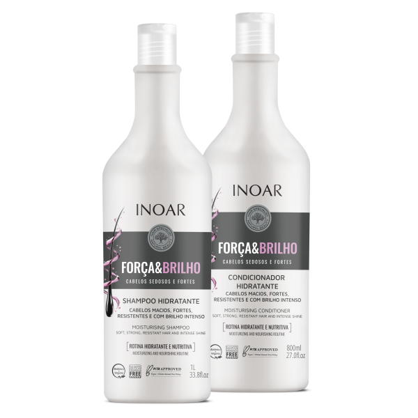 INOAR Força & Brilho Duo Kit - drėkinantis šampūno 1000 ml ir kondicionieriaus rinkinys 800 ml