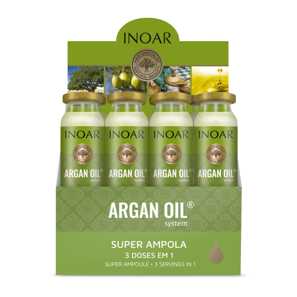 INOAR Argan Oil Ampoule matu ampulas ar argana eļļu, 12x45 ml