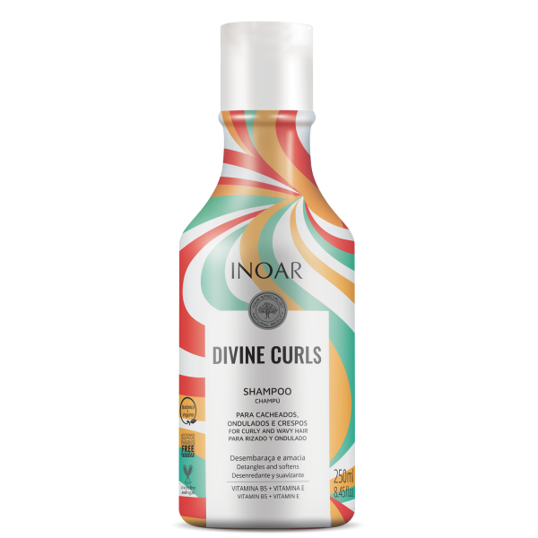 INOAR Divine Curls Duo Kit šampūns cirtainiem un viļņainiem matiem, 250 ml