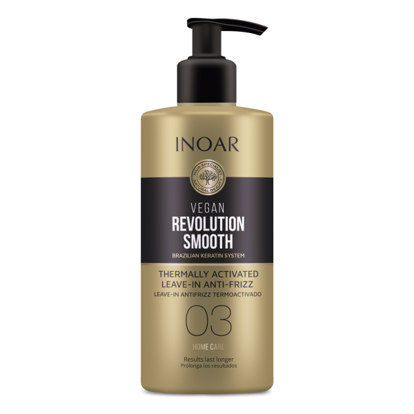 INOAR Vegan Revolution Smooth Thermo Activated Anti-Frizz Leave-In, Step 3, termiski aktivēts, nenoskalojams kondicionieris, 350 ml