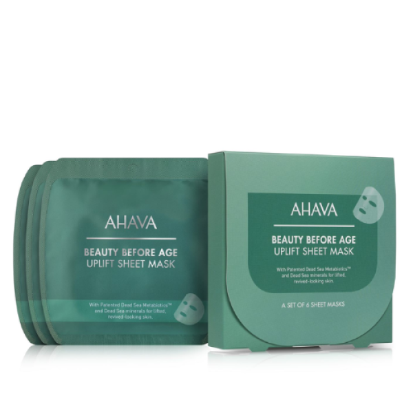 AHAVA Beauty Before Age Uplift Sheet Mask nostiprinošās lokšņu maskas, 6 gab.