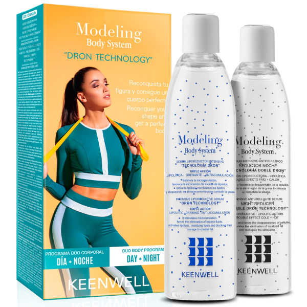 Keenwell Modeling Body System Dron Technology komplekts Nr.2: lipo samazinošs serums, 250 ml + pretcelulīta nakts serums, 250 ml