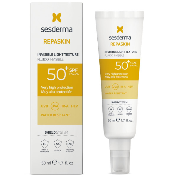 Sesderma repaskin invisible light texture apsauginis fluidas nuo saulės veidui spf50+, 50 ml