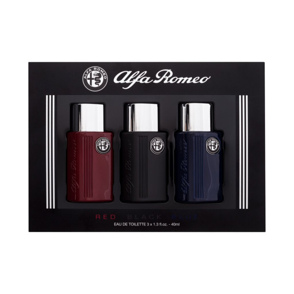 Alfa Romeo Collection Eau de Toilette komplekts vīriešiem (Edt Black 40 ml + Edt Red 40 ml + Edt Blue 40 ml)