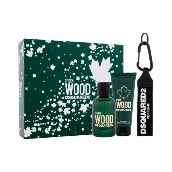 Dsquared2 Green Wood Eau de Toilette komplekts vīriešiem (Edt 100 ml + Shower Gel 100 ml + Key Ring)