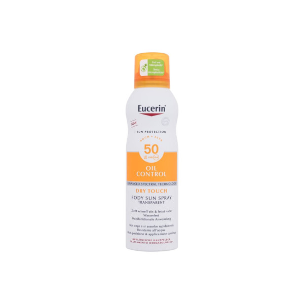 Eucerin Sun Oil Control Body Sun Spray Dry Touch Sun Body Lotion SPF 50 izsmidzināms saules losjons, 200 ml