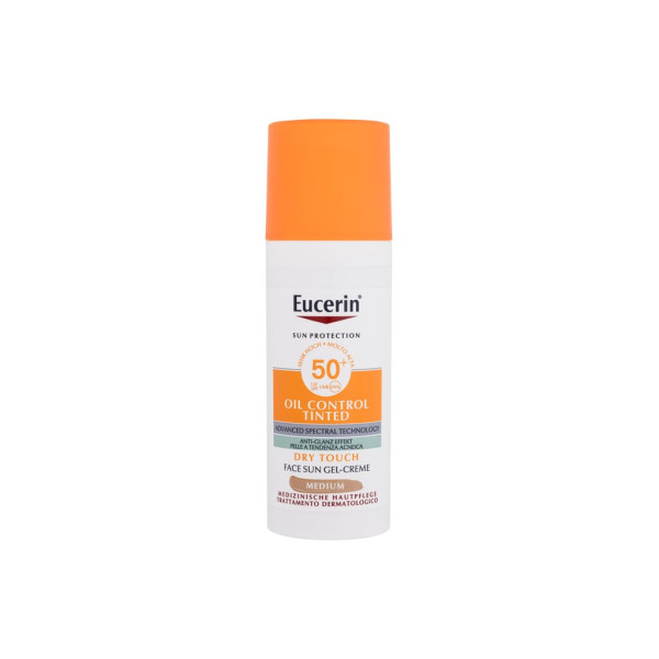 Eucerin Sun Oil Control Tinted Sun Gel Cream sauļošanās krēms SPF 50+, tonis: vidējs, 50 ml