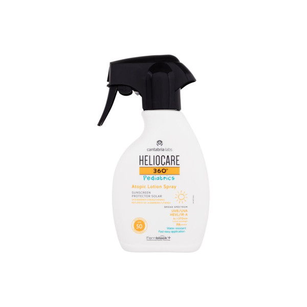 Heliocare 360 Pediatrics Atopic Lotion Spray SPF 50, izsmidzināms sauļošanās losjons bērniem, 250 ml