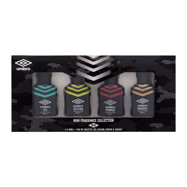 UMBRO Mini Fragrance Collection komplekts vīriešiem (EDT Ice, 30 ml + EDT Energy, 30 ml + EDT Power, 30 ml + EDT Action, 30 ml)