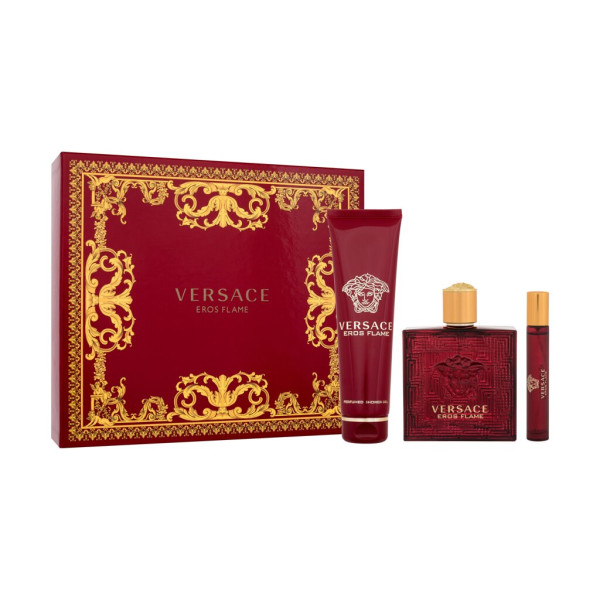 Versace Eros Flame smaržūdens komplekts vīriešiem (Edp 100 ml + dušas želeja 150 ml + Edp 10 ml)