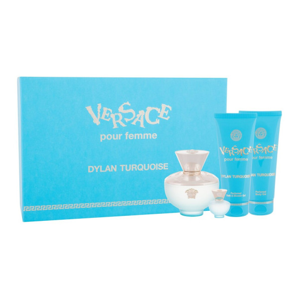 Versace Pour Femme Dylan Turquoise komplekts sievietēm (EDT, 100 ml + EDT, 5 ml + dušas želeja, 100 ml + ķermeņa želeja, 100 ml)