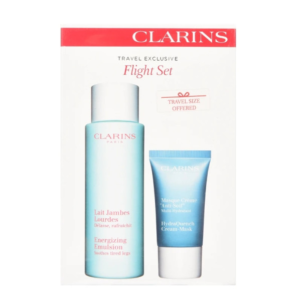 Clarins Set Flight Travel Set (Energizing Emulsion sejas emulsija, 125 ml + Hydra Quench Creeam Mask sejas maska, 15 ml)