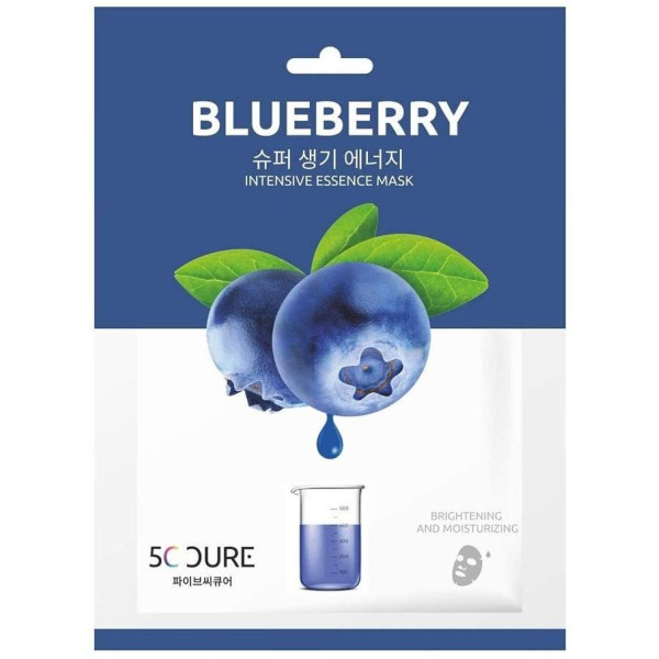 5C Cure Blueberry Intensive Essence Mask lokšņu sejas maska ar melleņu ekstraktu, 1 gab.