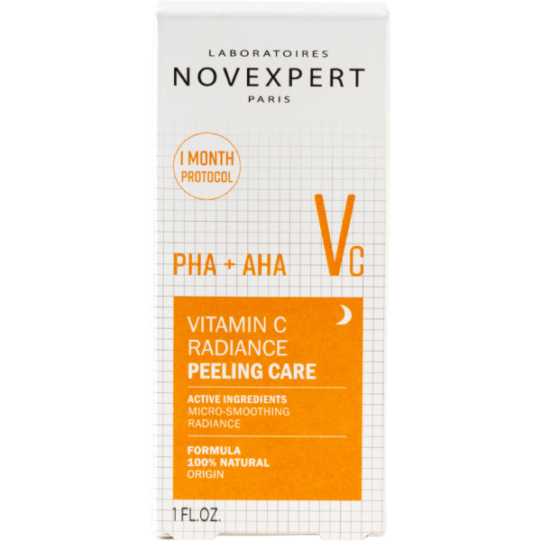 NOVEXPERT pīlings nakts serums ar vit C, kas piešķir sejai tīrību, 30 ml