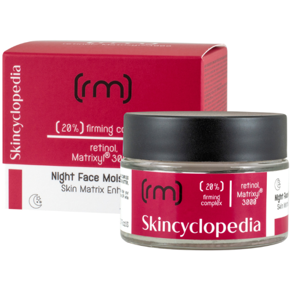 Skincyclopedia Night Face Moisturizer nakts mitrinošs sejas krēms ar 20% nostiprinošu kompleksu, retinolu, Matrixyl® 3000 kompleksu, skvalēnu, 50 ml