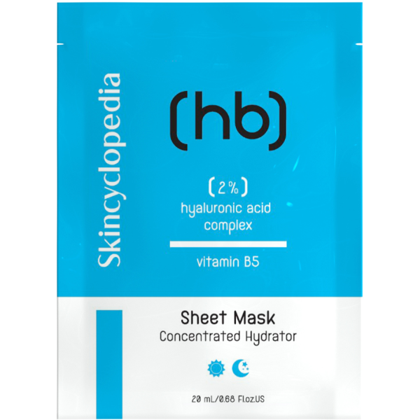 Skincyclopedia Sheet Mask Concentrated Hydrator mitrinoša lokšņu maska ar hialuronskābi un vit.B, 1 gab.