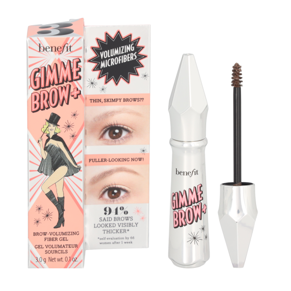 Benefit Gimme Brow+ Brow-volumizing Fiber Gel uzacu želeja, tonis: 3 Neutral Light Brown, 3 g