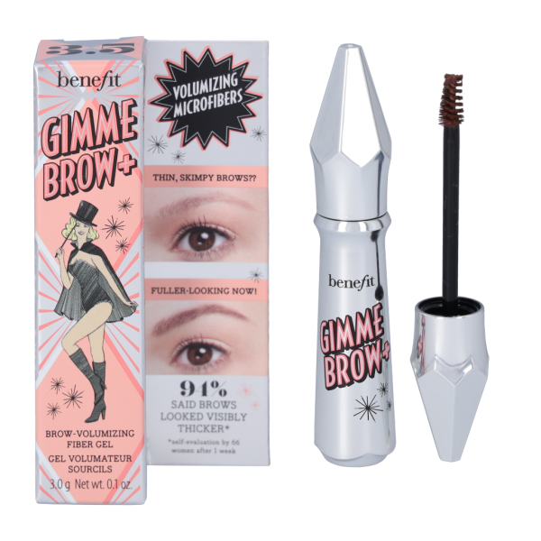 Benefit Gimme Brow+ Brow-volumizing Fibre Gel uzacu želeja, tonis: 3.5 Warm Auburn, 3 g