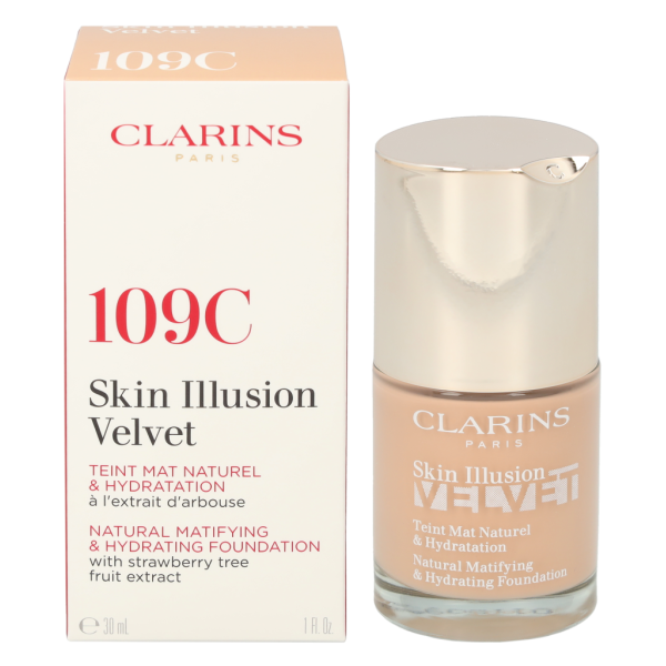 Clarins Skin Illusion Velvet Foundation krēma pūderis, tonis: 109C, 30 ml