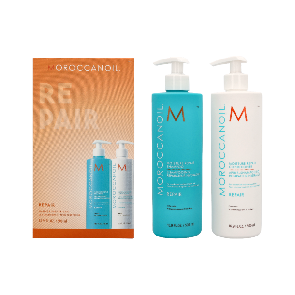 Moroccanoil Moisture Repair Shampoo & Conditioner Set matu kopšanas komplekts (šampūns, 500 ml + kondicionieris, 500 ml)