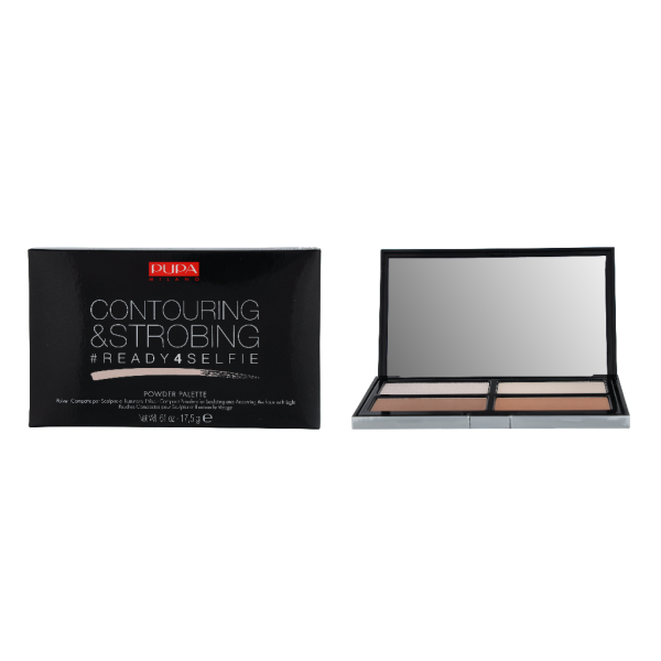 Pupa #READY4SELFIE Contouring & Strobing Powder Palette kontūrējošā un strobējošā pūdera palete, tonis: 001-Light Skin, 17,5 g