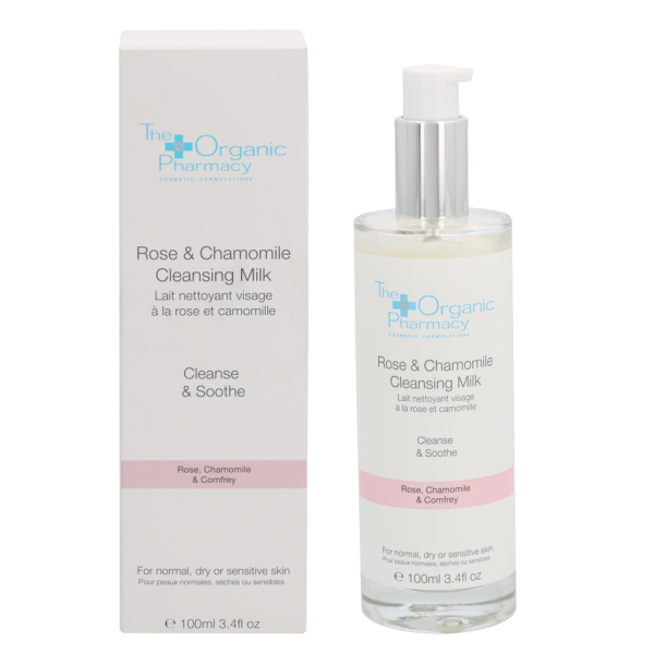 The Organic Pharmacy Rose & Chamomile Cleansing Milk attīrošs sejas pieniņš, 100 ml