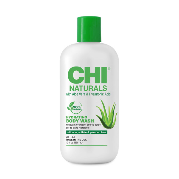 CHI NATURALS mitrinošs ķermeņa mazgāšanas līdzeklis ar alveju un hialuronskābi 355 ml