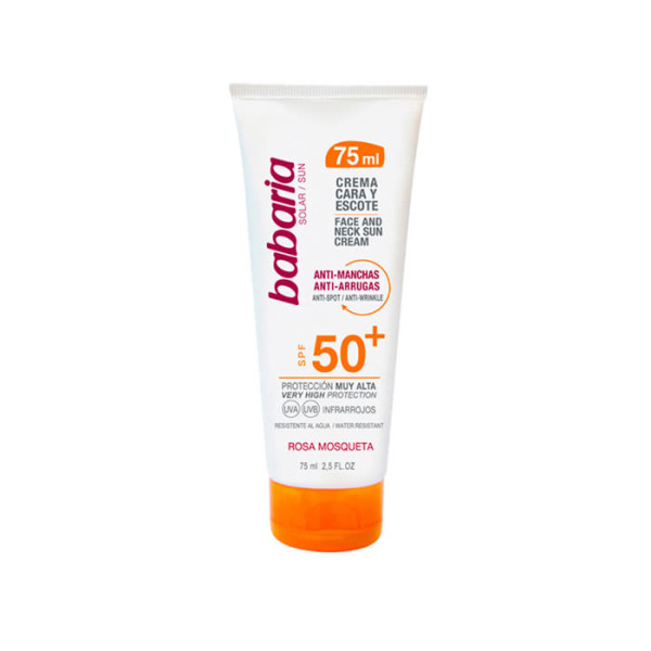 Babaria Rosehip Facial Sun Cream SPF50+ sauļošanās krēms sejai un kaklam, 75 ml