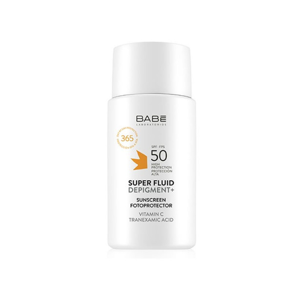 Babe DEPIGMENT+ SUNSCREEN Super Fluid Depigment SPF 50 aizsargājoša emulsija sejai pret pigmenta plankumiem, 50 ml