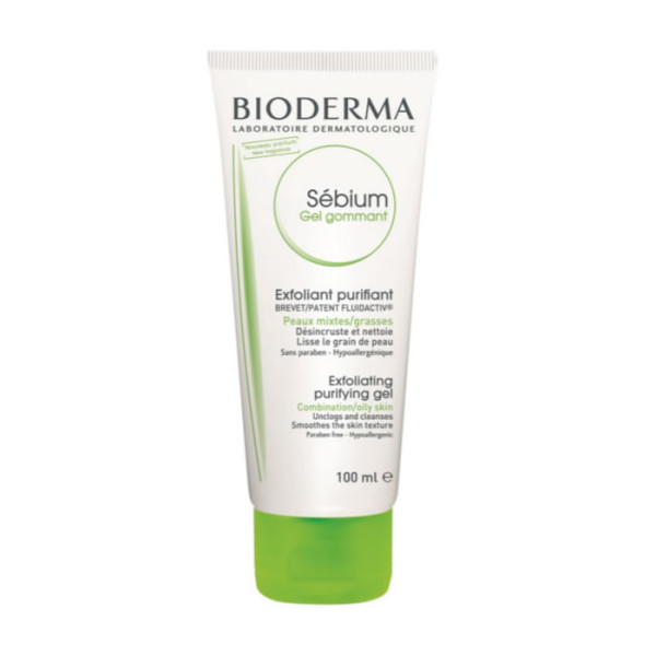 Bioderma Sébium Gel Gommant Exfoliating Purifying Gel sejas skrubis, taukainai, kombinētai, uz pinnēm pakļautai ādai, 100 ml