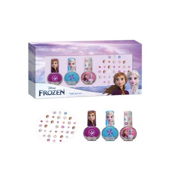 Disney Frozen Nail Art Set manikīra komplekts (3 nagu lakas + uzlīmes)