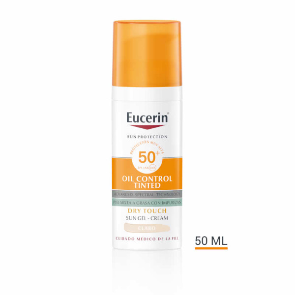 Eucerin Oil Control Dry Touch Gel Cream SPF 50+ Tonted Light sauļošanās krēms, 50 ml