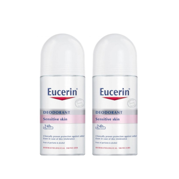 Eucerin Roll On Deodorant Sensitive Skin Roll-on dezodorants jutīgai ādai, 2 x 50 ml