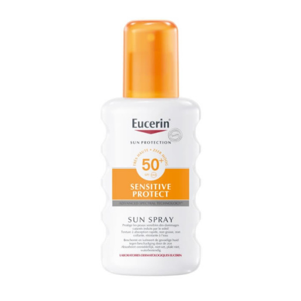 Eucerin Sun Protection Sensitive Protect Spray SPF 50+ izsmidzināms saules aizsarglīdzeklis, 200 ml