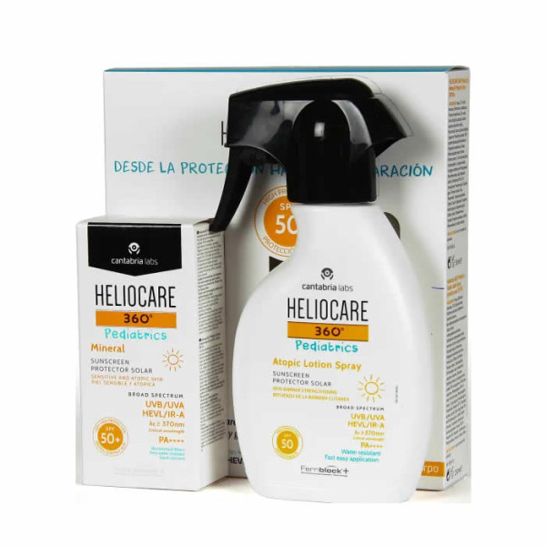 Heliocare 360º Pediatrics komplekts bērniem (aizsargājošs saules krēms SPF 50, 50 ml + Atopic Lotion Spray izsmidzināms saules losjons, 75 ml)