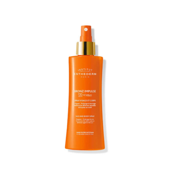 Institut Esthederm Bronz Impulse Spray izsmidzināma sejas un ķermeņa emulsija ātrākam un noturīgākam iedegumam, 150 ml