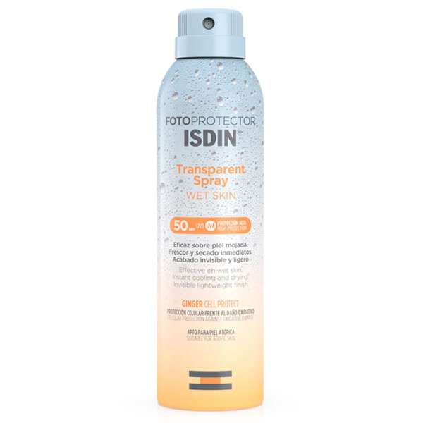 Isdin Fotoprotector Wet Skin Spray Transparent SPF 50+ aizsargājošs aerosols no saules, 100 ml