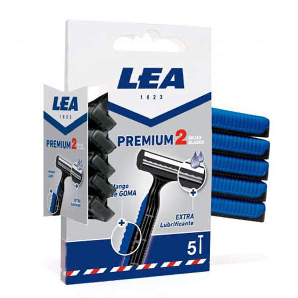 Lea Premium 2 Fixed Head Disposable Razor komplekts ar 5 vienreizlietojamiem skuvekļiem.