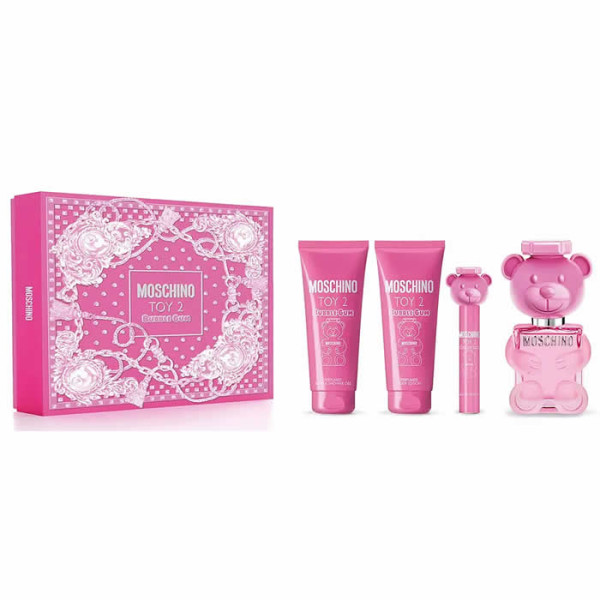 Moschino Toy 2 Bubble Gum komplekts sievietēm (EDT, 100 ml + dušas želeja, 100 ml + ķermeņa losjons, 100 ml + EDT miniatūra, 10 ml)