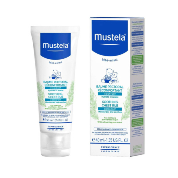 Mustela Bebe Soothing Chest Rub Cream nomierinošs krūtis krēms bērniem, 40 ml